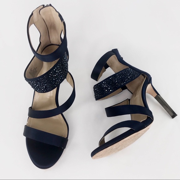 navy jeweled heels